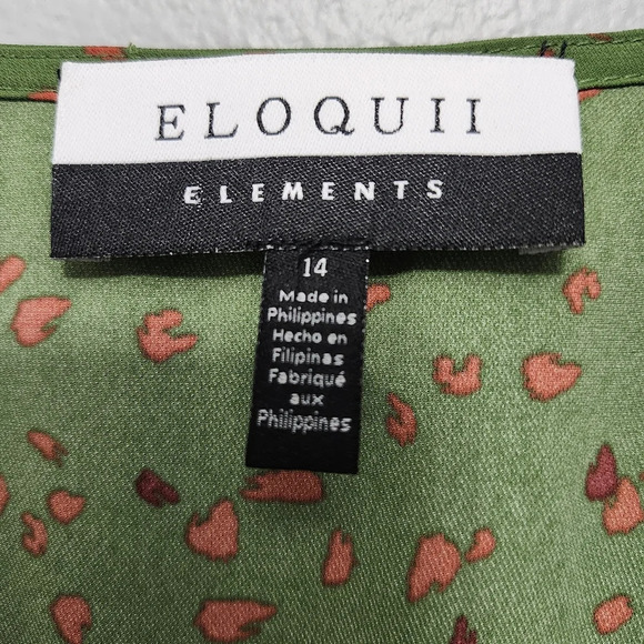 Eloquii elements women's long sleeve dress size 14 green and red - Picture 5 of 8